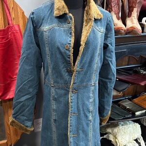 Denim Jacket with Faux Fur Trim